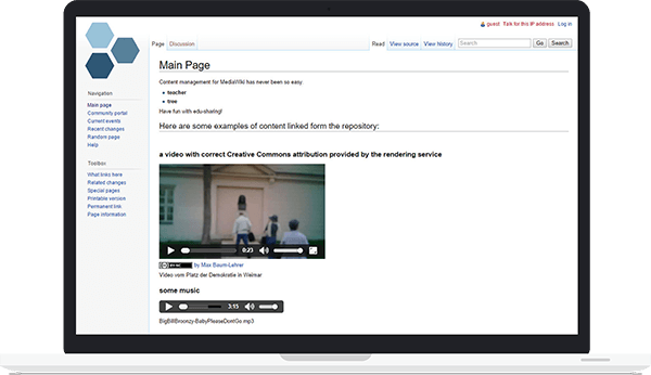 mwiki-macbook Bild: Inhalte aus edu-sharing eingebunden in einem MediaWiki